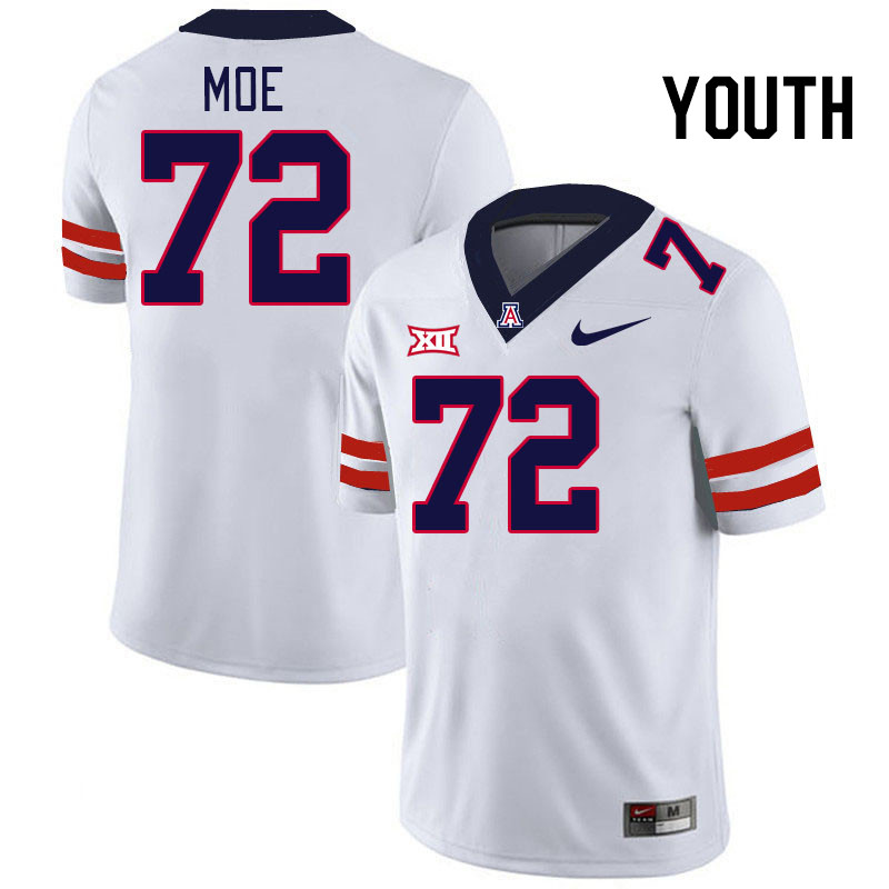 Youth #72 Wendell Moe Arizona Wildcats Big 12 Conference College Football Jerseys Stitched-White